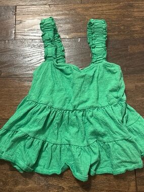 Altar'd State Girls' Green Ruffle Strap Tiered Tank